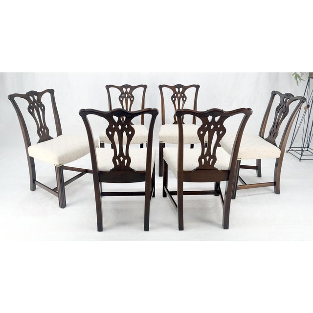Set of 6 c1940s Mahogany Fine Carved Chippendale Style Chairs Clean! For Sale - Image 9 of 13