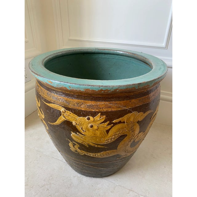 Mid-Century Modern Vintage 1960s Very Large Tony Duquette Style Asian Brown Dragon Egg Pot For Sale - Image 3 of 11
