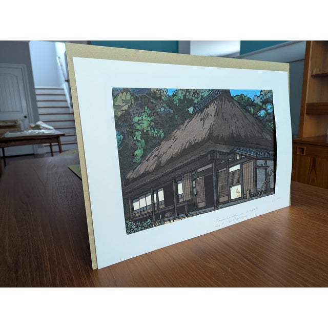 1980s 1980s Signed LTD Ed Katsuyuki Nishijima Woodblock Print "Farmhouse in Nagato" — 284/500 For Sale - Image 5 of 13