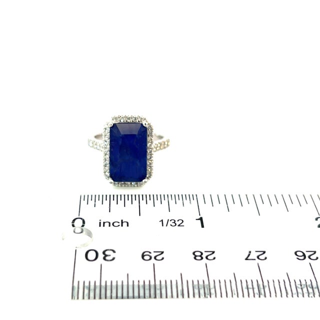 Sapphire Diamond Ring Size 6.25 14k Gold 6.84 TCW Certified For Sale - Image 13 of 13