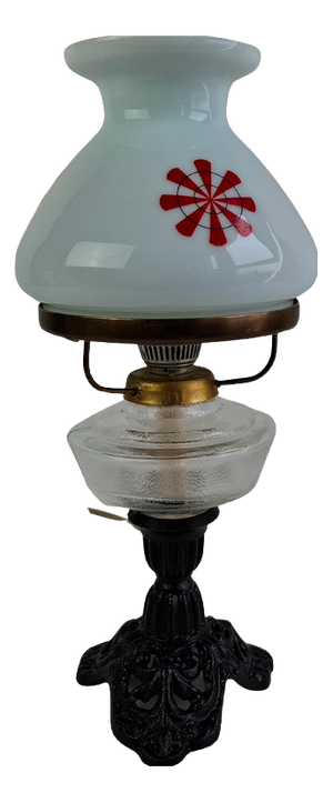 Oil Lamp Style Table Lamp in Milk Glass, Former Czechoslovakia, 1960s