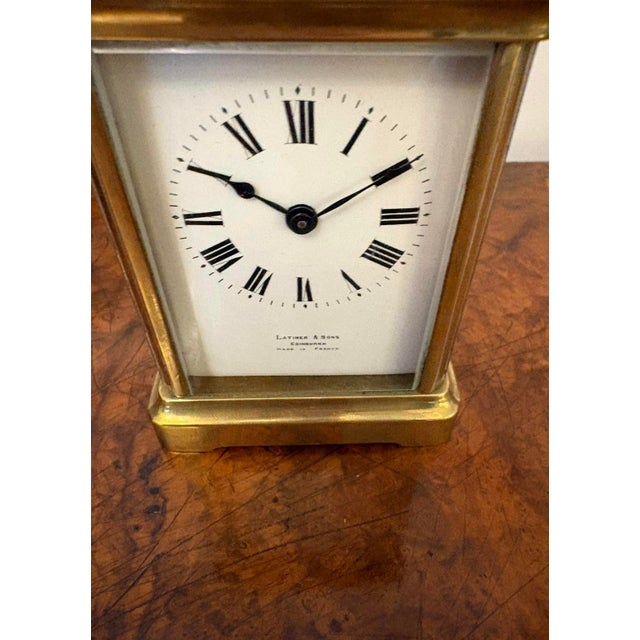 Antique French Brass Carriage Clock from Latshea & Sons Edinburgh, 1880 For Sale - Image 12 of 13