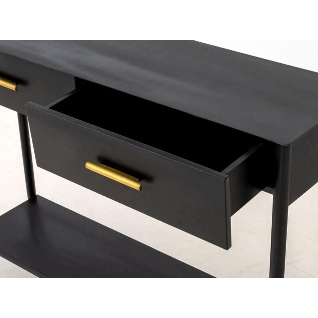 Early 21st Century West Elm Patinated Black Steel Console Table For Sale - Image 5 of 7