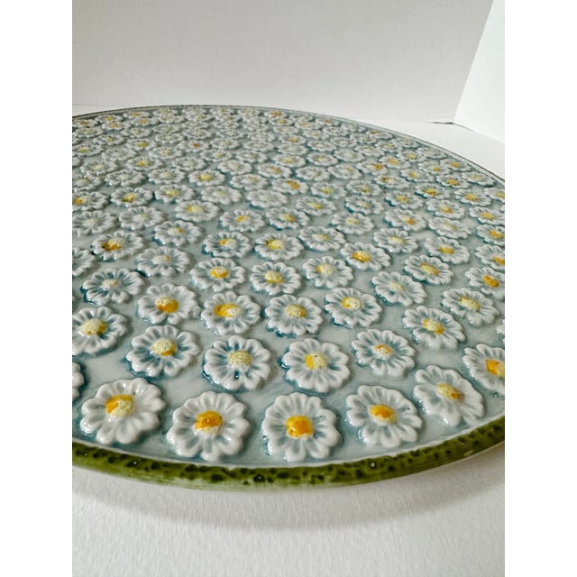 Vintage Italian Majolica Daisy Relief Platter 1970's For Sale - Image 10 of 11