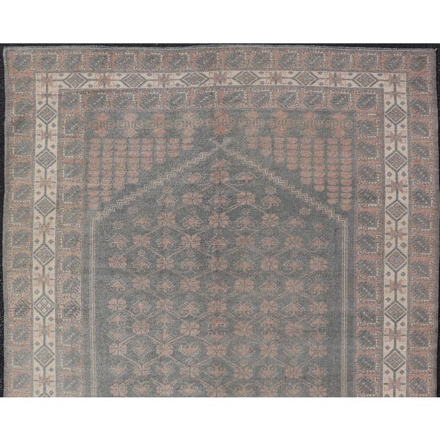 Antique Turkish Oushak Rug in Soft Taupe, Blue-Gray, and Faded Pink For Sale - Image 4 of 13