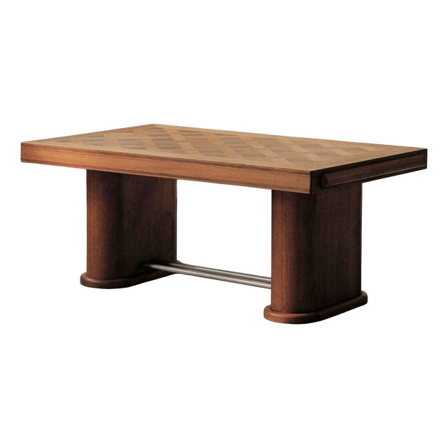 Art Deco Oak and Walnut Marquetry Table, France, 1940 For Sale