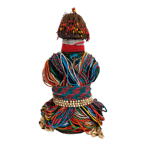 Rare African Beaded Fali Fertility Doll Cameroon 13" H