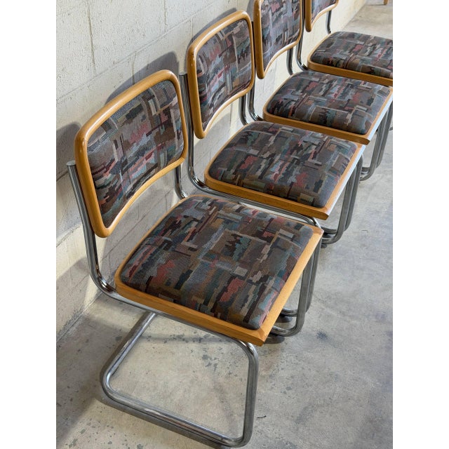 Mid-Century Modern Set of 4 Vintage in Style of Marcel Breuer Cesca Style Cantilever Dining Chairs, Italy For Sale - Image 3 of 8