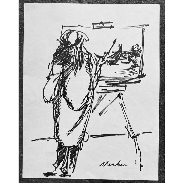 Alexandra Merker (1920-2009) MCM marker drawing on paper. Signed lower right. Combined shipping available, please inquire.