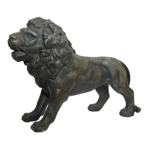 Traditional 19th Century Victorian Bronze Small Model Lion Sculpture After Medici