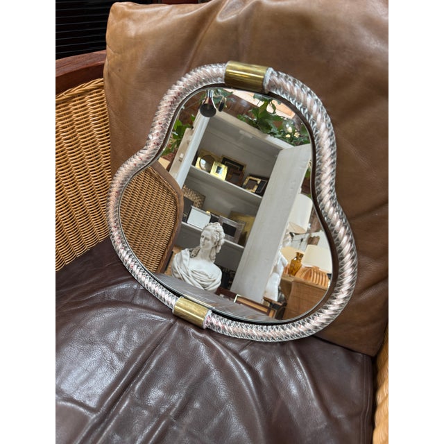 Pear Murano Glass and Brass Wall Mirror For Sale - Image 4 of 7