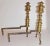 Pair of antique 19th century brass beehive andirons with spurred cabriole legs and ball feet.
