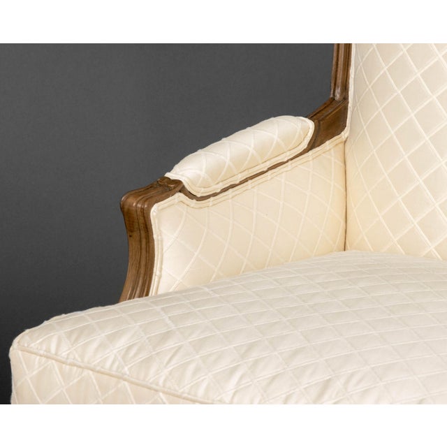 Late 20th Century Louis XV Style Cream Upholstered Bergeres, Pair For Sale - Image 5 of 8