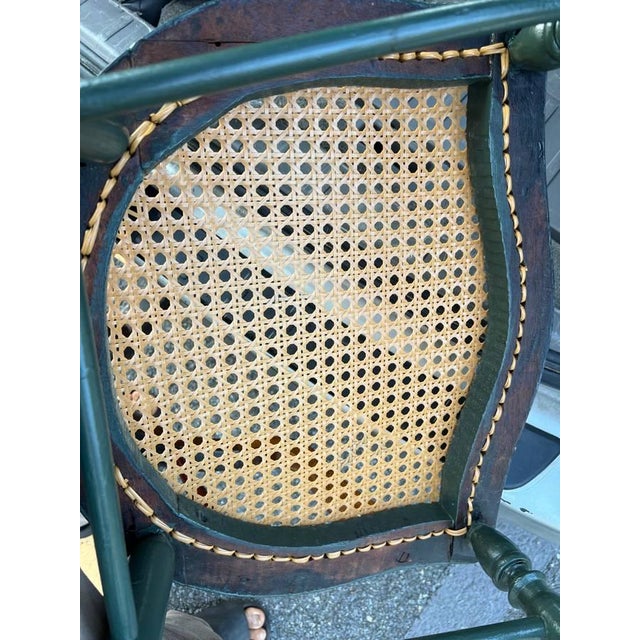 Mid 20th Century Vintage 20th Century Barrel Back Cane Seat Captain Chair For Sale - Image 5 of 12