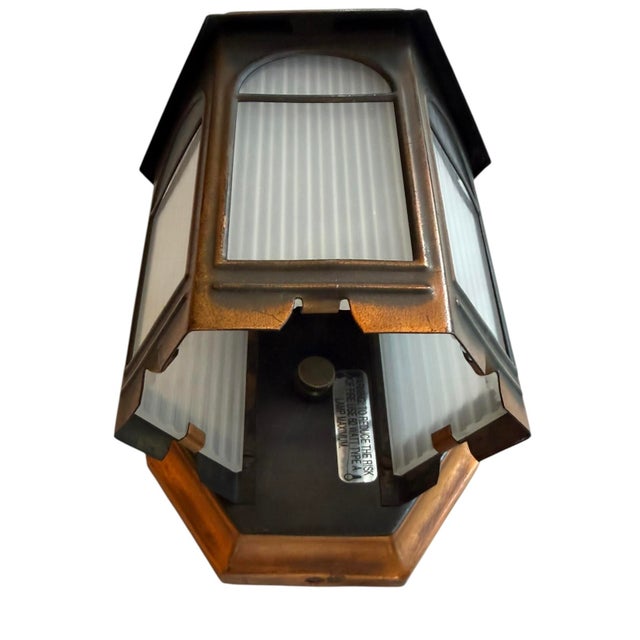 Mid 20th Century Weathered Brass and Copper Pair of Porch Lights - a Pair For Sale - Image 12 of 14