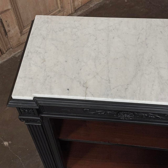 19th Century French Napoleon III Ebonized Neoclassical Cabinet With Carrara Marble For Sale - Image 16 of 18