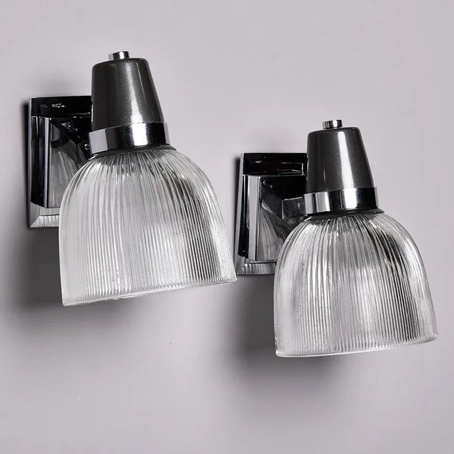 Vintage English Silver and Black Sconces With Glass Shades - Pair For Sale - Image 9 of 11