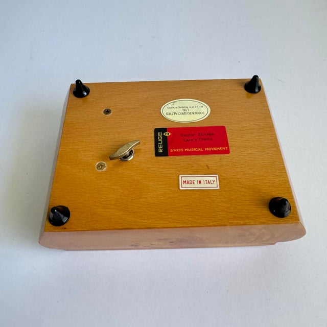 Sorrento Reuge Music Box Italian Burlwood Rose Flower Inlay Swiss Movement For Sale - Image 9 of 12