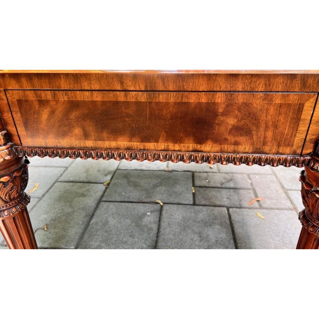 Maitland-Smith Leather Top Game Table W/ Chess & Backgammon, Carved Legs & Drawers For Sale - Image 11 of 13