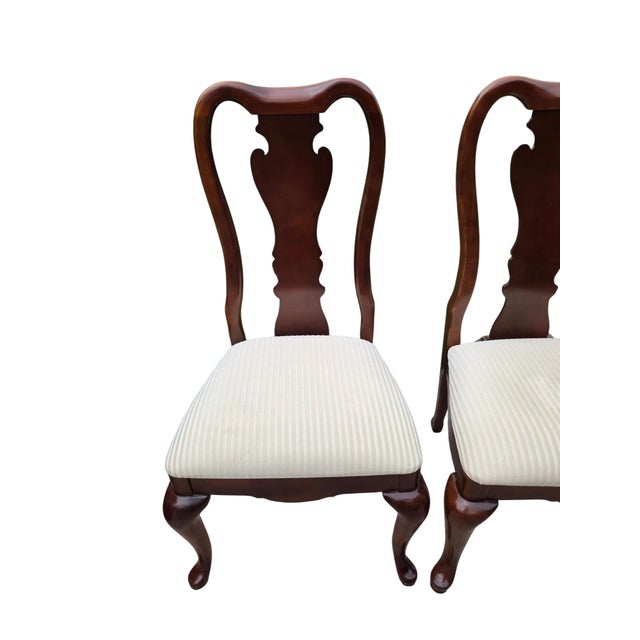 Thomasville 1990s Pair Thomasville Collectors Cherry Queen Ann Dining Room Side Chairs For Sale - Image 4 of 11