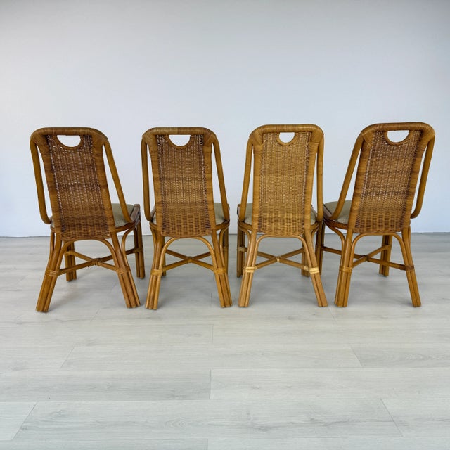 Dutch Vintage Wicker Dining Chairs – Set of 4 For Sale In New York - Image 6 of 13