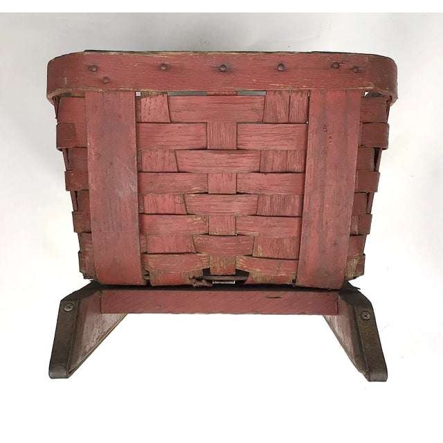 Vintage Red Basket Pull Sled For Sale - Image 4 of 8