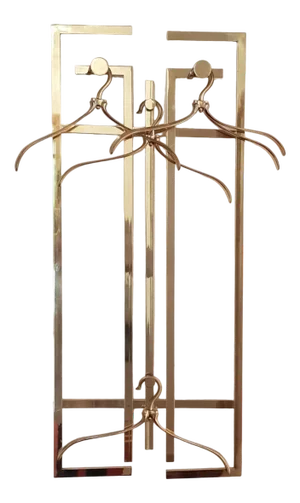 Art Deco Brass Wall Rack with Hangers, 1980s, Set of 5