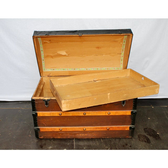 Antique Dome Top Steamer Trunk For Sale - Image 6 of 9