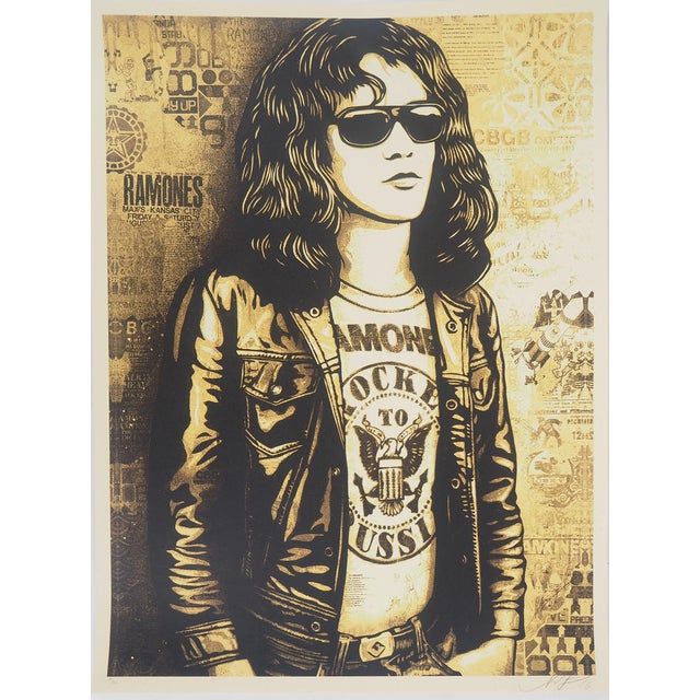 Shepard Fairey (Obey), Tommy Ramone Collage (Gold), Original Signed Screenprint For Sale