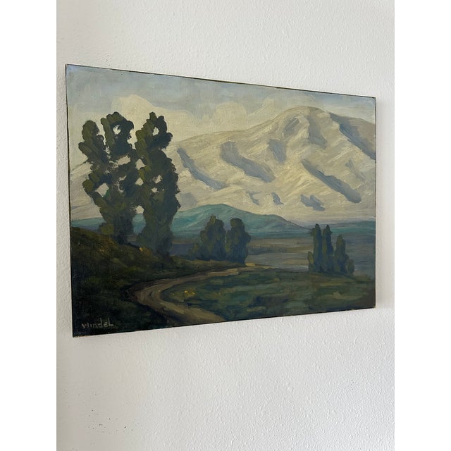 Traditional Vintage Signed Mid-Century Plein Air Landscape Oil Painting For Sale - Image 3 of 9