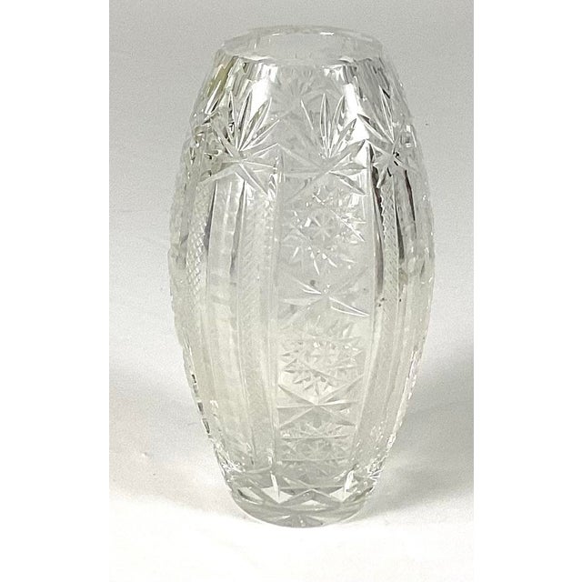 Art Deco 1960s Oval Cut Glass Vase For Sale - Image 3 of 6