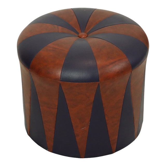 Vintage Round Pouf in Two-Tone Skai Sixties, 1960s For Sale