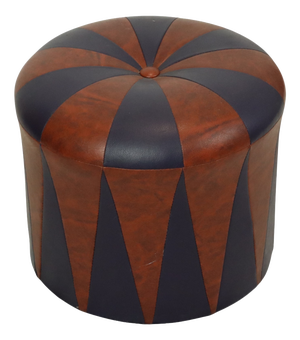 Vintage Round Pouf in Two-Tone Skai Sixties, 1960s