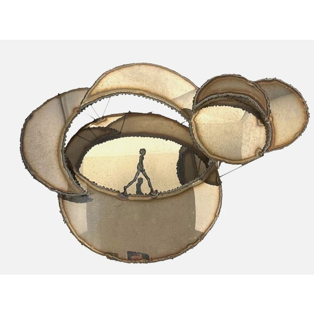 1970s Ron Isaacson MCM Metal Wall Sculpture Mirror 2/77 For Sale - Image 4 of 11