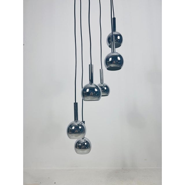 Large Space Age Chrome Cascade Pendant Lamp, Germany, 1970s For Sale - Image 11 of 13