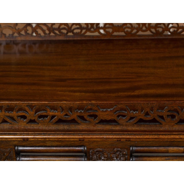 English 19th Century Mahogany Faux Bamboo Side Table with Carved Tray Top For Sale - Image 10 of 12