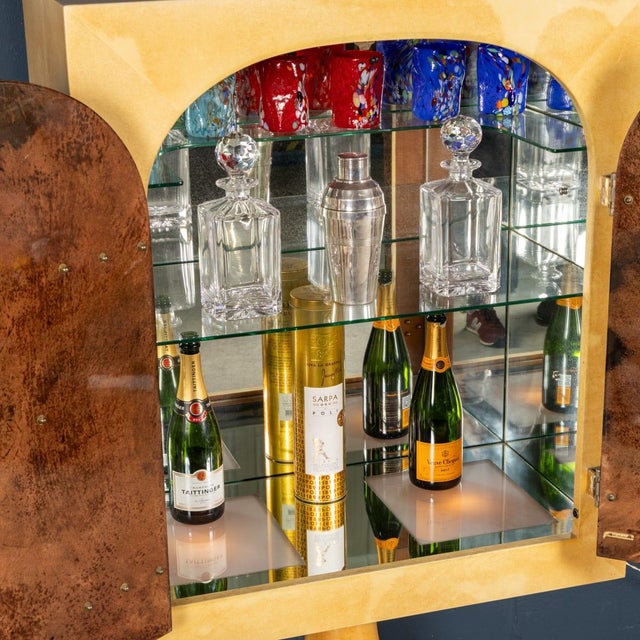 Vintage Italian Goatskin Bar Cabinet on Pedestal Base by Aldo Tura, 1960 For Sale - Image 10 of 18
