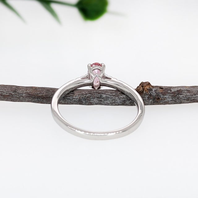2020s Dainty Imperial Topaz Ring w Natural Diamond Accents in Solid 14K Gold | OV 6x4 For Sale - Image 5 of 6
