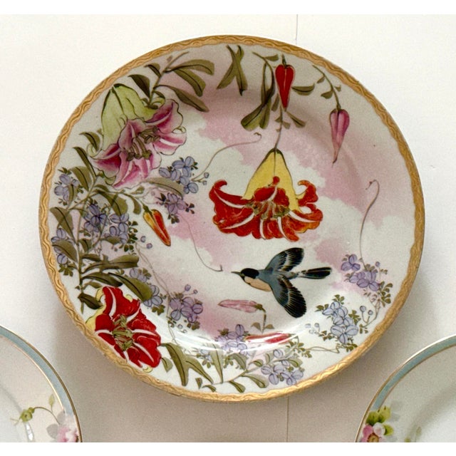 Mid 20th Century Mid Century Hand Painted Asian Wall Plates - Set of 7 For Sale - Image 5 of 12