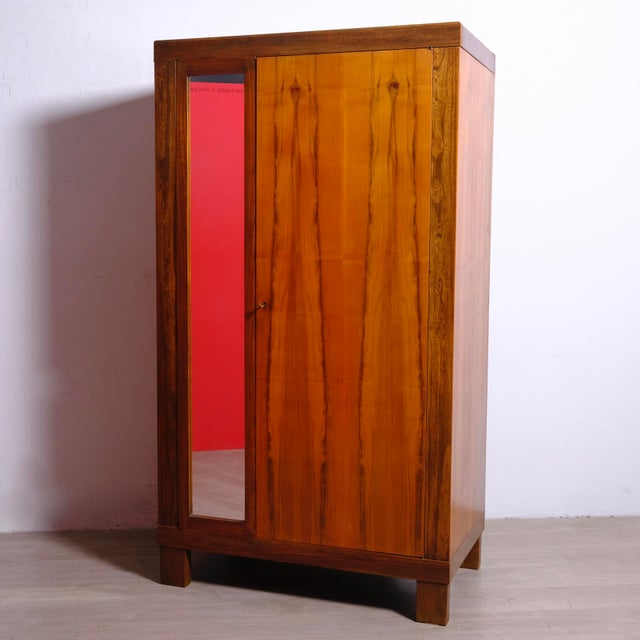 Italian Oak Wardrobe with Mirror, 1930s For Sale - Image 13 of 13