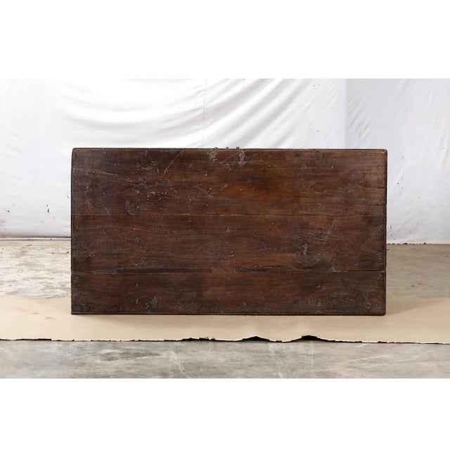 1900 - 1909 Antique Indian Painted Teakwood Blanket Chest/Coffee Table For Sale - Image 5 of 8