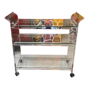Shlomi Haziza Modern Designer Lucite Acrylic Cocktail Bar Cart
