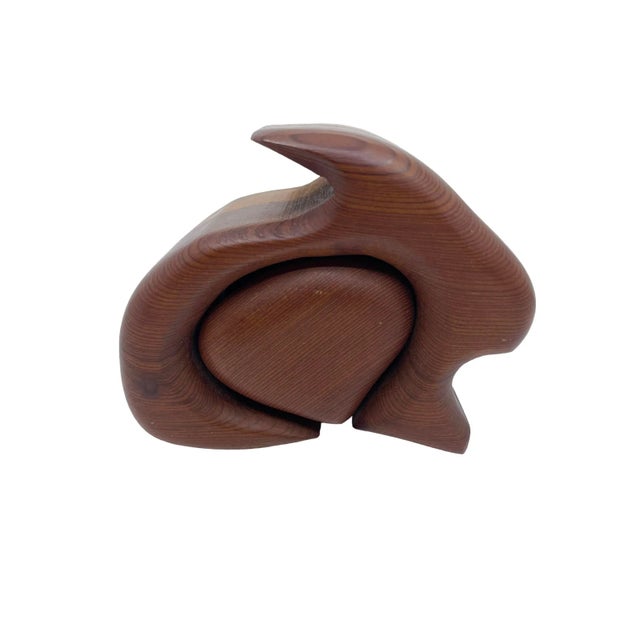 Vintage MCM Handcrafted Native Redwood Bunny Puzzle Jewelry Box For Sale In New York - Image 6 of 10