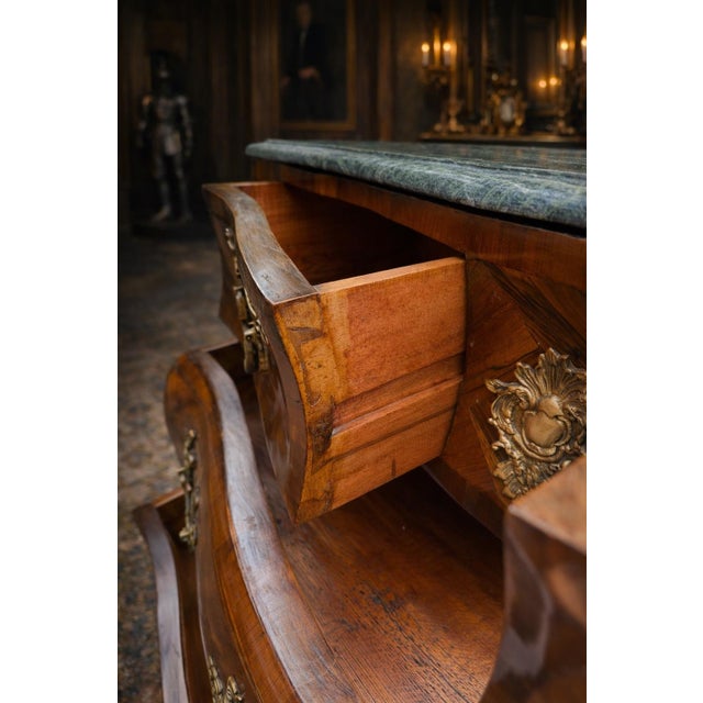 1860 French Artisan Louis XVI Mahogany Green Marble Commode For Sale - Image 15 of 18