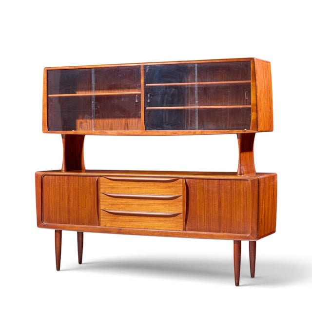 Mid-Century Modern Hos Wulff Mid Century Danish Teak Tambour Door Credenza and Hutch For Sale - Image 3 of 11