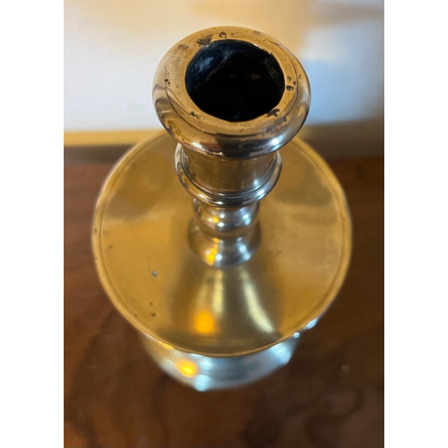 Antique 18th Century Georgian Brass Candlestick Holder For Sale - Image 4 of 11