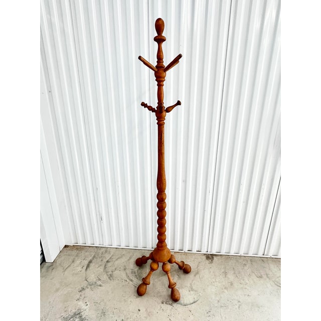 American Antique Turned Wood Coat Rack For Sale - Image 3 of 7