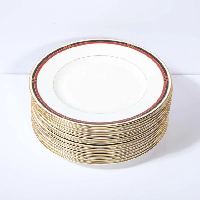 Modernist Royal Worcester "Mondrian" Pattern Service for 14 China Plates - 42 Pieces For Sale - Image 9 of 13