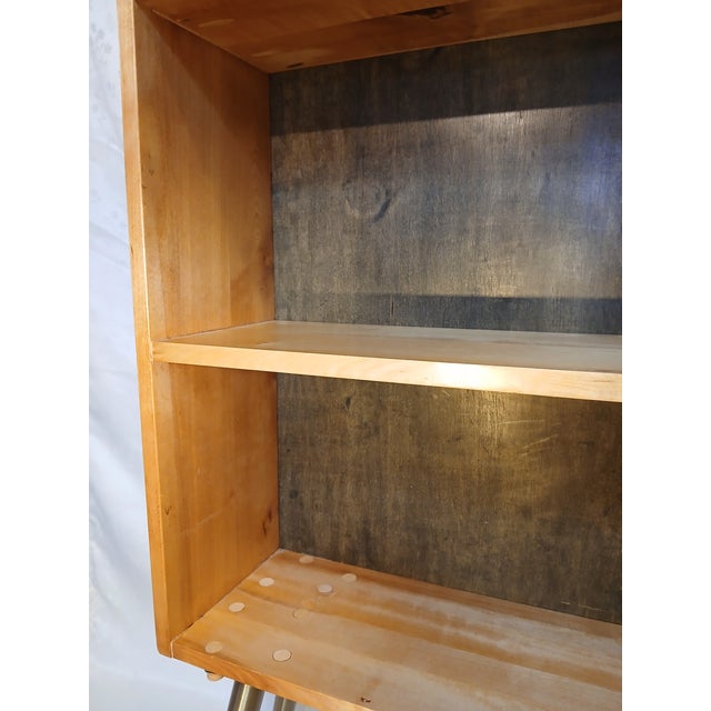 Custom Solid Birch Mid-Century Modern Bookcase With Hairpin Legs For Sale - Image 12 of 18