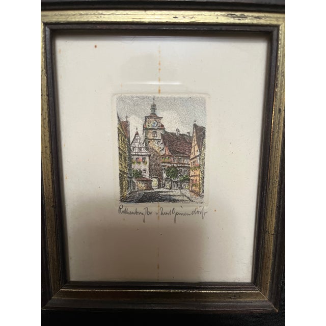Wood Original Etchings of Rothenburg Germany by Ernst Geissendörfer- Set of 2 For Sale - Image 7 of 11